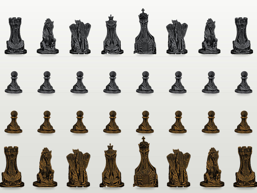 Futuristisches Fahrzeug-Schachfigurenset – komplett 32-teilig | Sci-Fi-Schach | 3 Größen & 12 Farbpaare