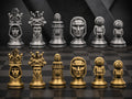 Symbolisches Arena-Schachfigurenset – komplett 32-teilig | Masken und Zeichen | 3 Größen & 12 Farbpaare