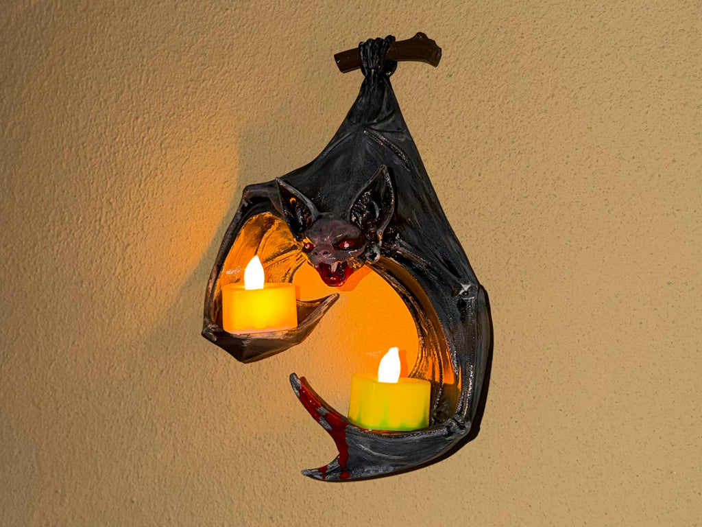 Fledermaus-LED-Teelichthalter – handbemalte Gothic-Wanddeko | 3 Größen | Made in Germany