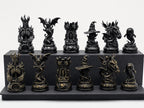 Dämonisches Dark-Fantasy-Schachfigurenset – komplettes 32-teiliges Schachset | Gothic Horror | Made in Germany