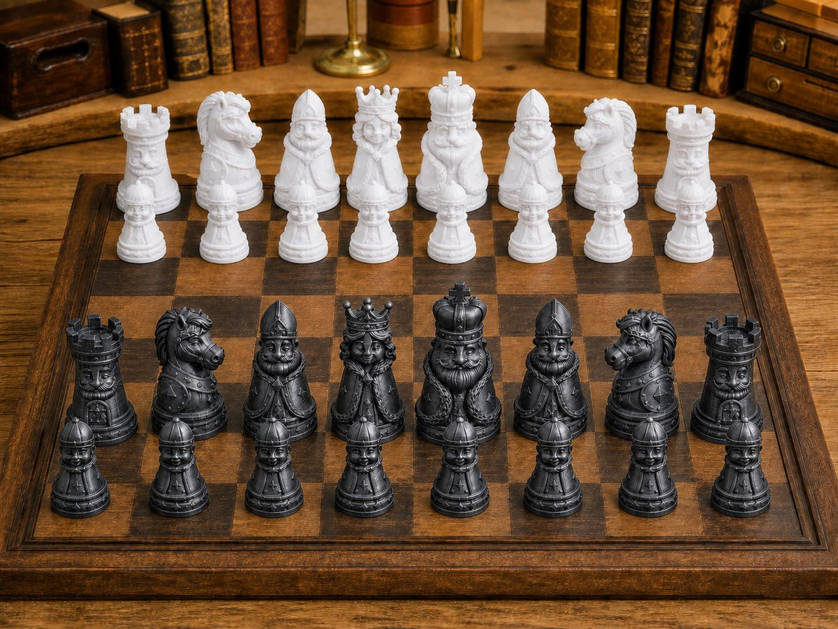 Heiteres Königreich – komplettes 32-teiliges Schachfigurenset | Verspieltes Design | Made in Germany