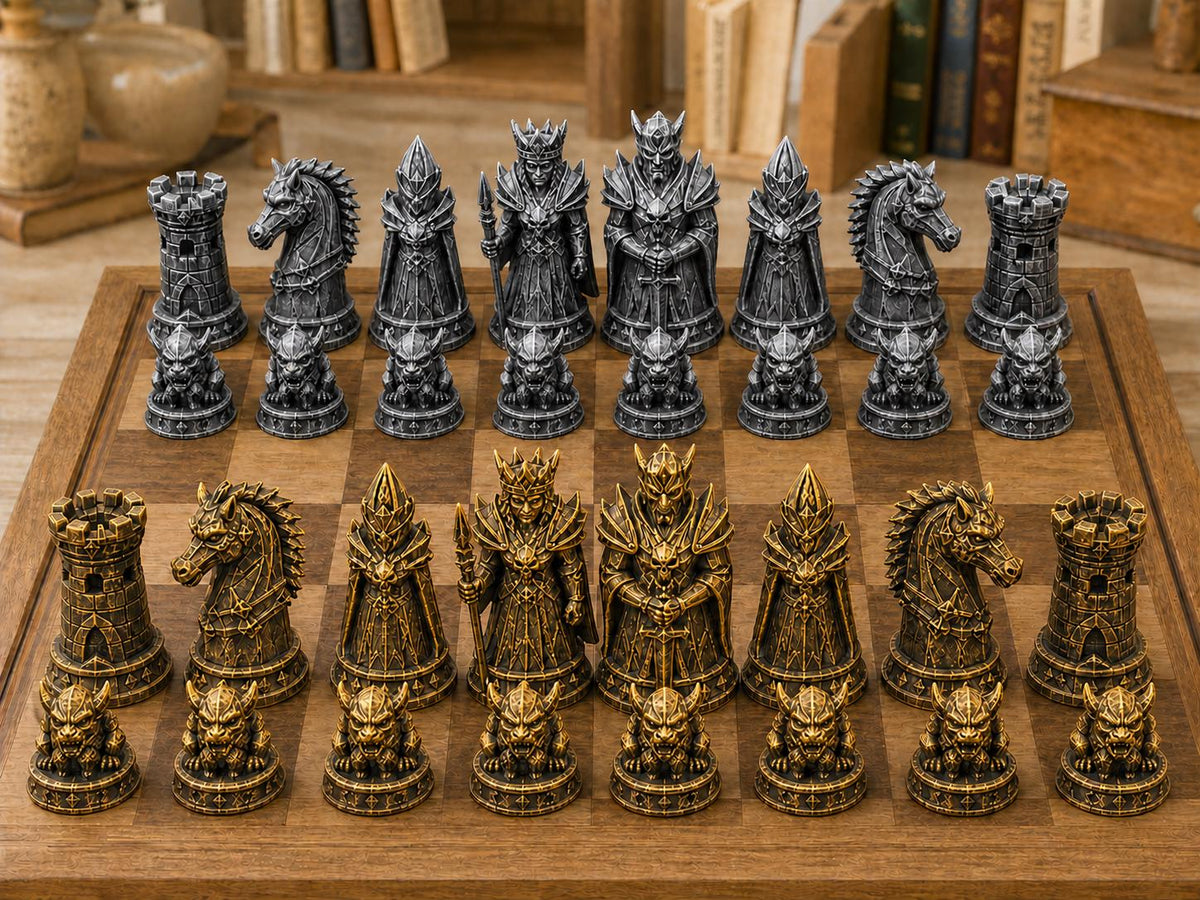 Dunkle Bestien – komplettes 32-teiliges Schachfigurenset | Gothic Horror | Made in Germany