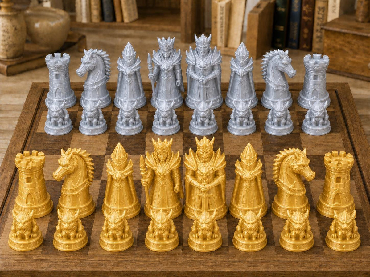 Dunkle Bestien – komplettes 32-teiliges Schachfigurenset | Gothic Horror | Made in Germany