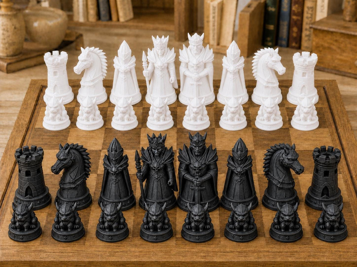 Dunkle Bestien – komplettes 32-teiliges Schachfigurenset | Gothic Horror | Made in Germany