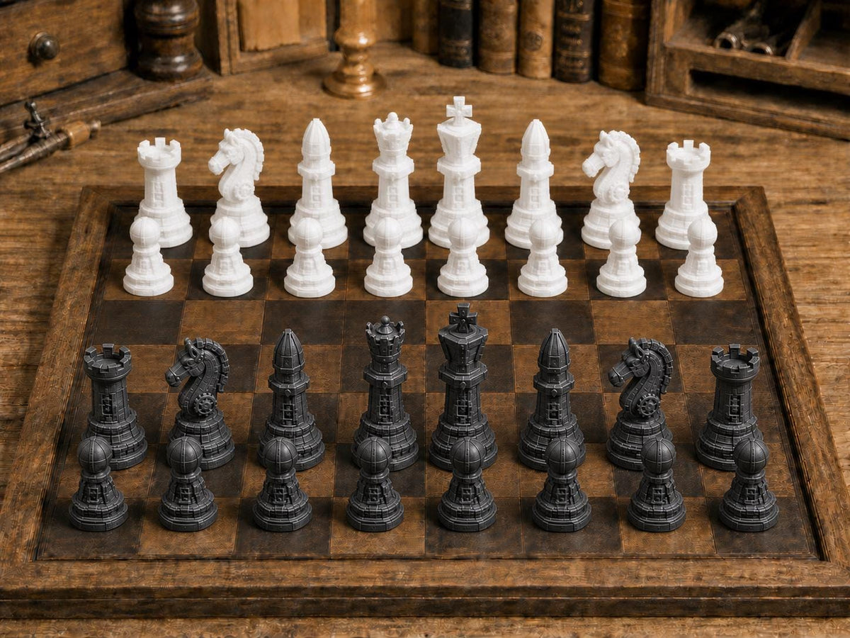 Kybernetische Figuren – komplettes 32-teiliges Schachfigurenset | Science-Fiction | Made in Germany