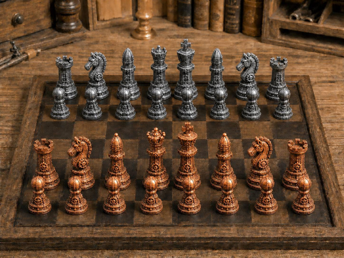 Kybernetische Figuren – komplettes 32-teiliges Schachfigurenset | Science-Fiction | Made in Germany