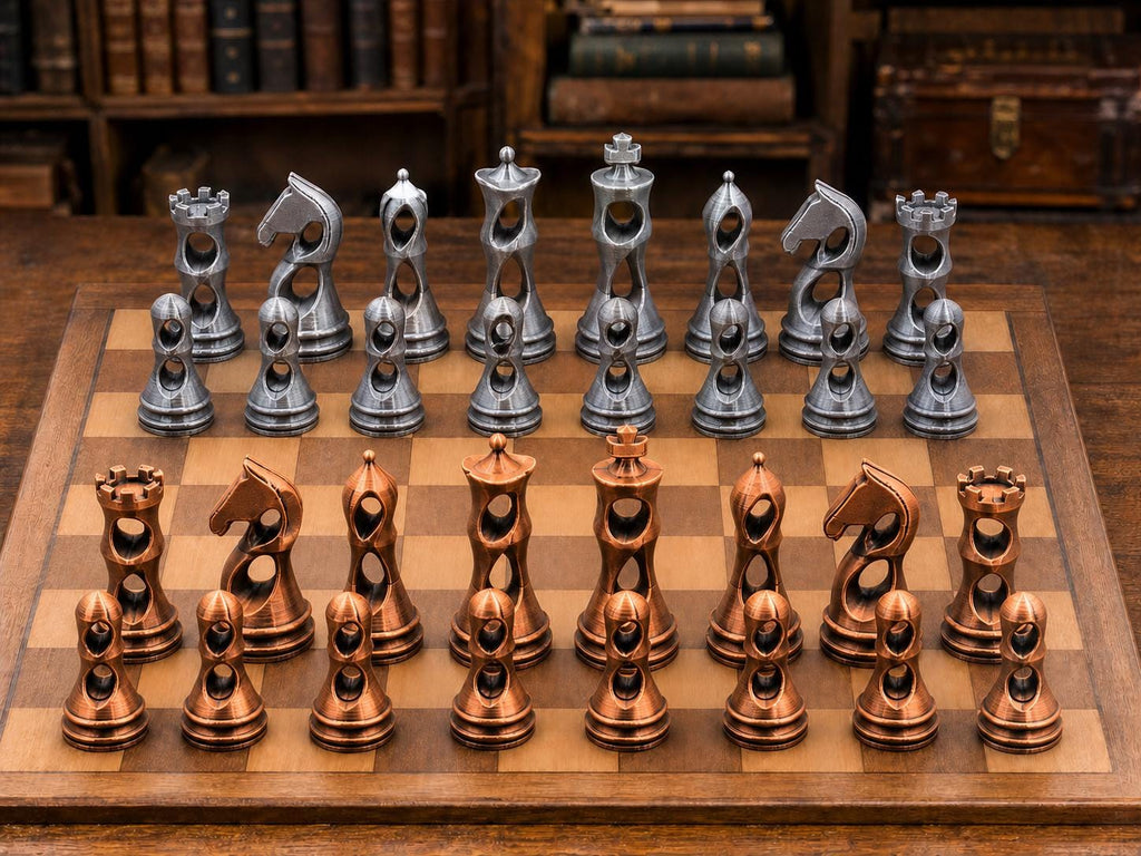 Offene Hohlformen – komplettes 32-teiliges Schachfigurenset | Modernes Design | Made in Germany