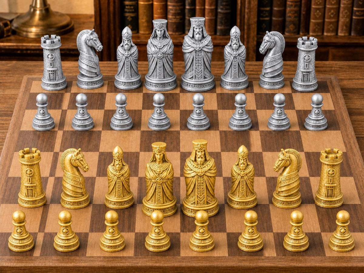 Antikes Kaiserreich – komplettes 32-teiliges Schachfigurenset | Historisches Design | Made in Germany