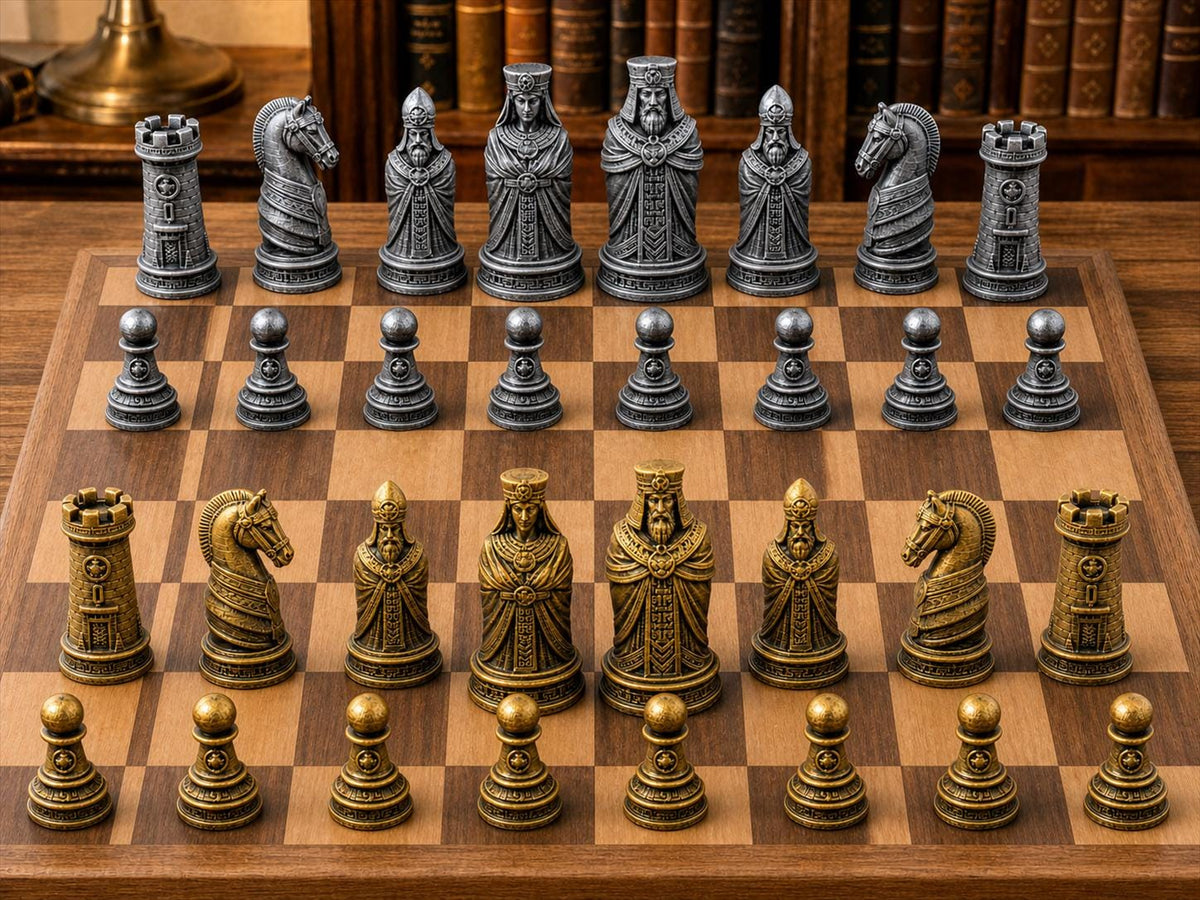 Antikes Kaiserreich – komplettes 32-teiliges Schachfigurenset | Historisches Design | Made in Germany