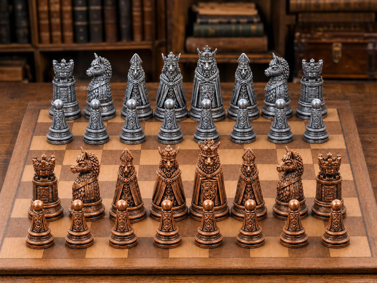 Mittelalterlicher Königshof – komplettes 32-teiliges Schachfigurenset | Historisches Design | Made in Germany