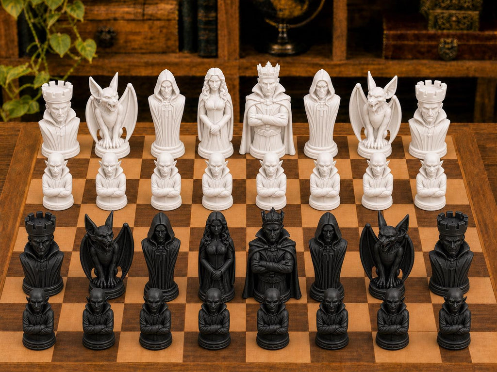 Vampire – komplettes 32-teiliges Schachfigurenset | Gothic Horror | Made in Germany