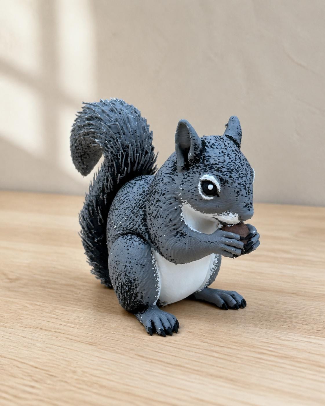 Graues Eichhörnchen mit Nuss – mehrfarbige Tierfigur | Waldtier-Deko | Made in Germany FehnFactory