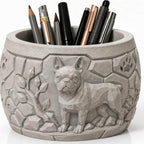 Boston Terrier Pflanzgefäß & Organizer – Hunde Blumentopf Relief, Schreibtisch Deko, Geschenk FehnFactory