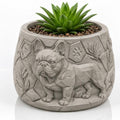 Englische Bulldogge Pflanzgefäß – Hunde Blumentopf Relief, Fensterbank Deko, Geschenkidee FehnFactory