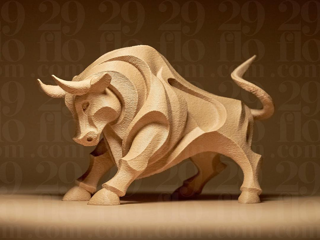 Fließender Stier – abstrakte Stier-Skulptur | kraftvolle Tierfigur | Made in Germany FehnFactory
