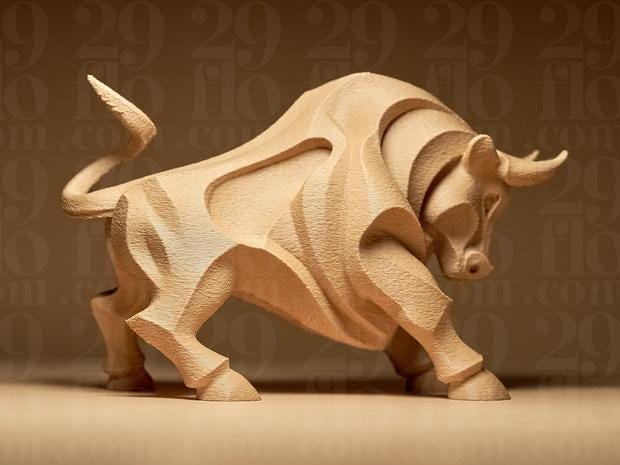 Fließender Stier – abstrakte Stier-Skulptur | kraftvolle Tierfigur | Made in Germany FehnFactory