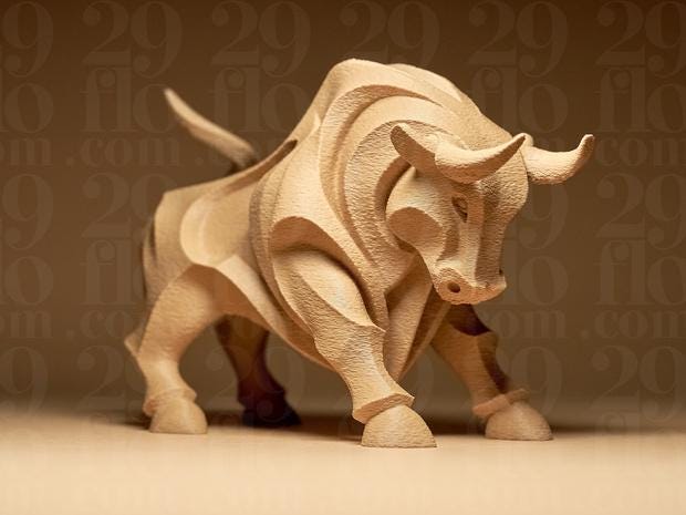 Fließender Stier – abstrakte Stier-Skulptur | kraftvolle Tierfigur | Made in Germany FehnFactory