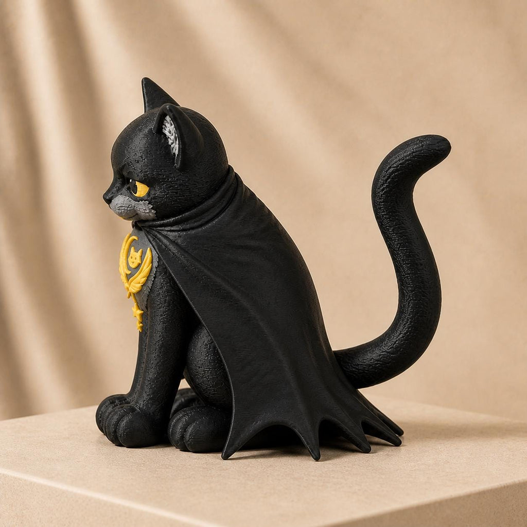 Lunas Wächterkatze – mystische Katzen-Skulptur mit Mond | Gothic-Deko | Made in Germany FehnFactory