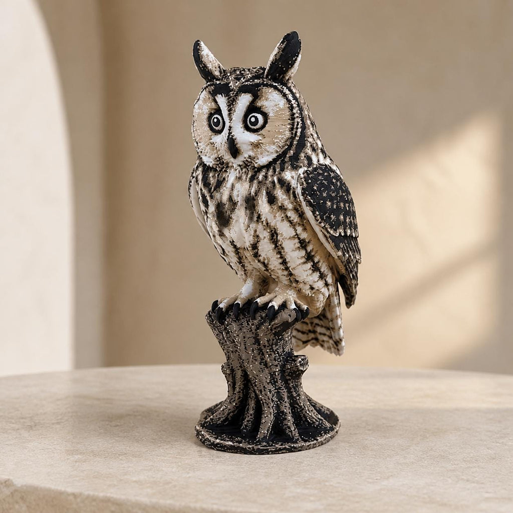 Twilight Sentinel – Waldohreule auf Baumstumpf | Made in Germany FehnFactory