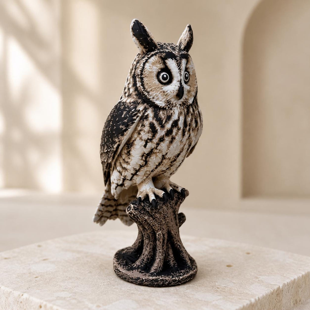 Twilight Sentinel – Waldohreule auf Baumstumpf | Made in Germany FehnFactory