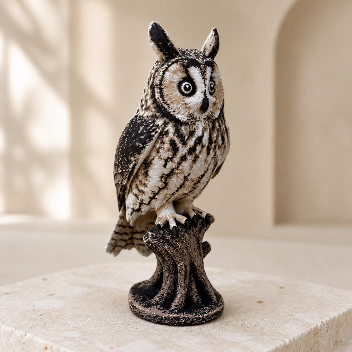 Twilight Sentinel – Waldohreule auf Baumstumpf | Made in Germany FehnFactory