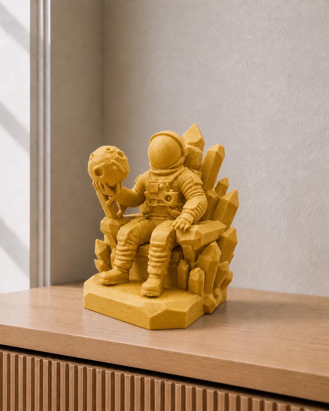 Kristallthron – Astronaut mit Mondkugel | handbemalt | Made in Germany FehnFactory