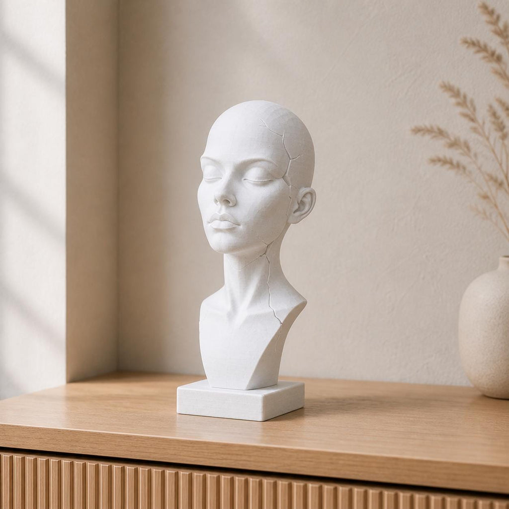Minimalistische gebrochene Büste – moderne Frauenfigur | handbemalt | Made in Germany FehnFactory