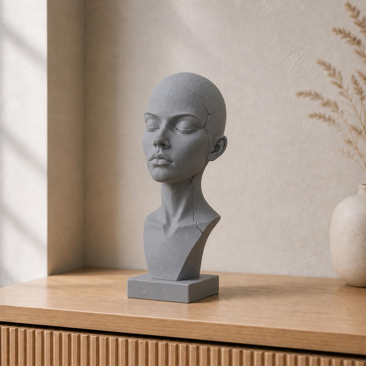 Minimalistische gebrochene Büste – moderne Frauenfigur | handbemalt | Made in Germany FehnFactory