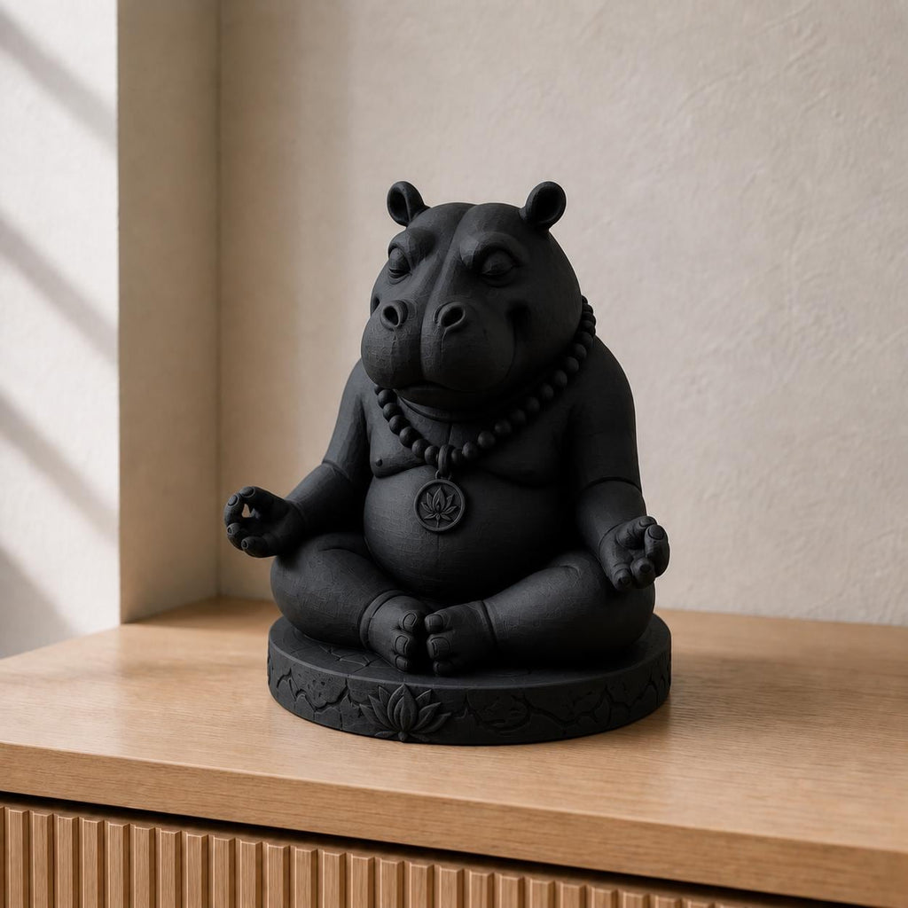 Zen-Hippo – meditierende Nilpferd-Skulptur | handbemalt | Made in Germany FehnFactory