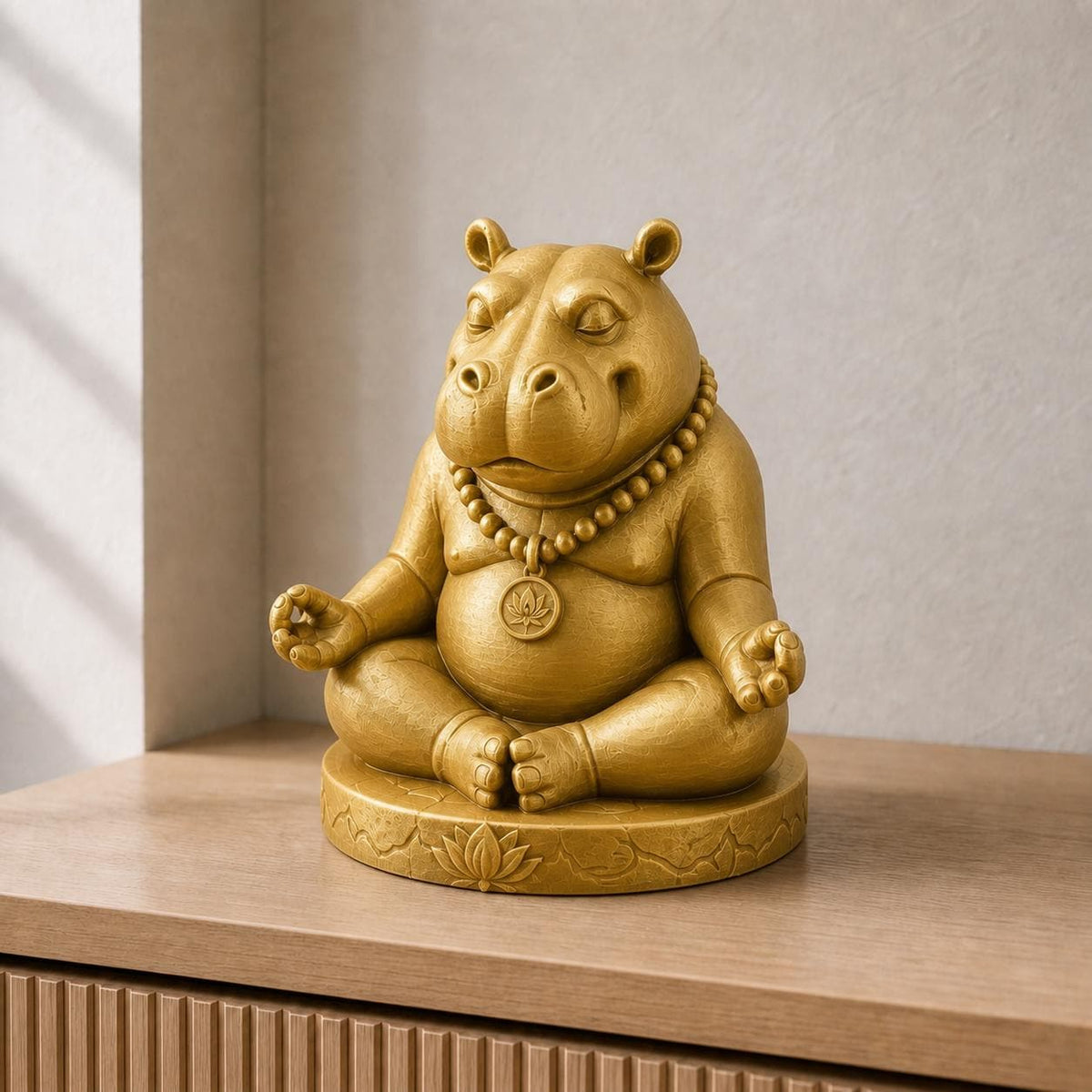 Zen-Hippo – meditierende Nilpferd-Skulptur | handbemalt | Made in Germany FehnFactory