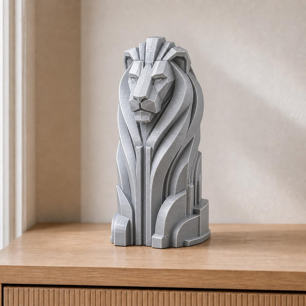 Modern-Deco-Löwe – geometrische Löwenskulptur | handbemalt | Made in Germany FehnFactory