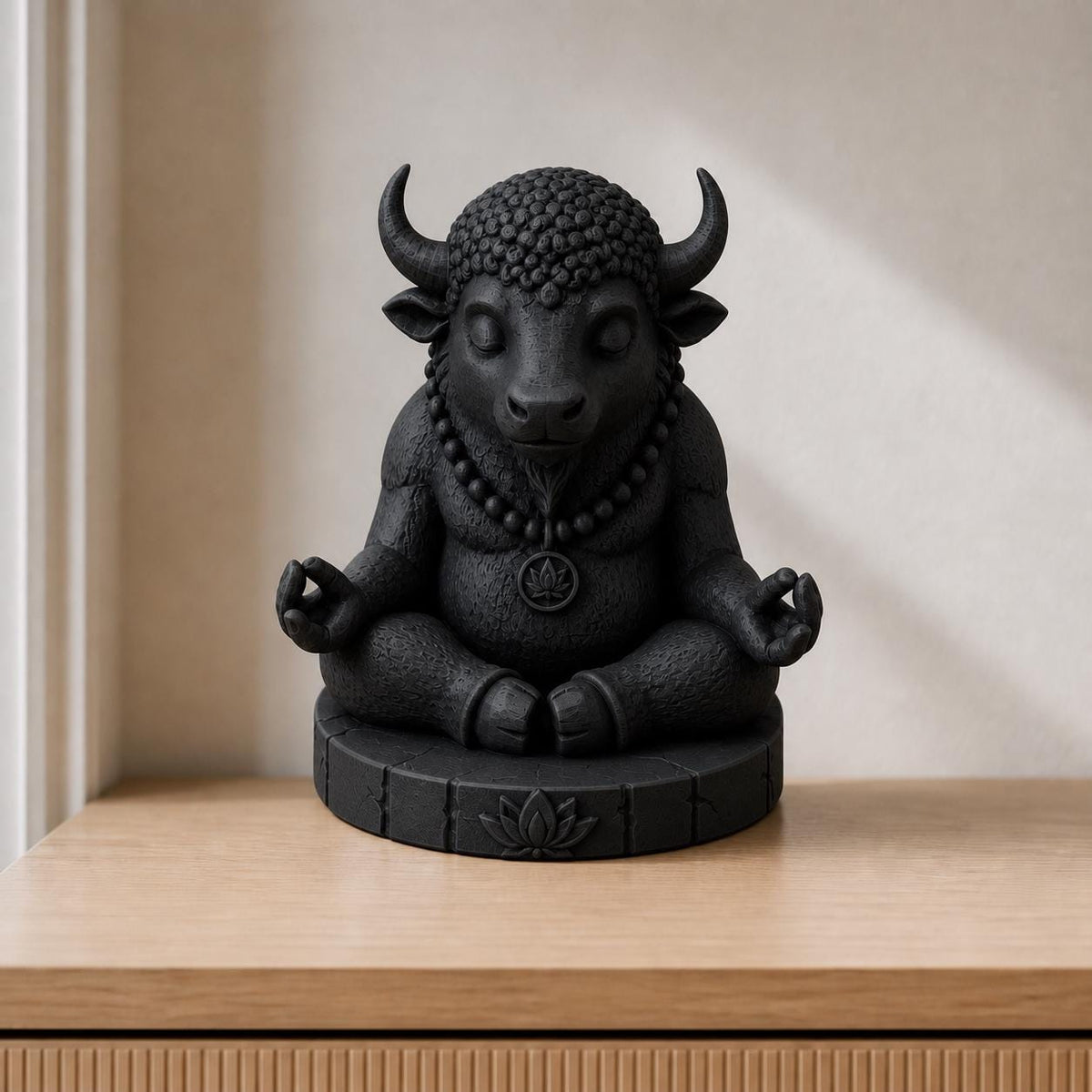 Zen-Bison – meditierende Bison-Skulptur | handbemalt | Made in Germany FehnFactory
