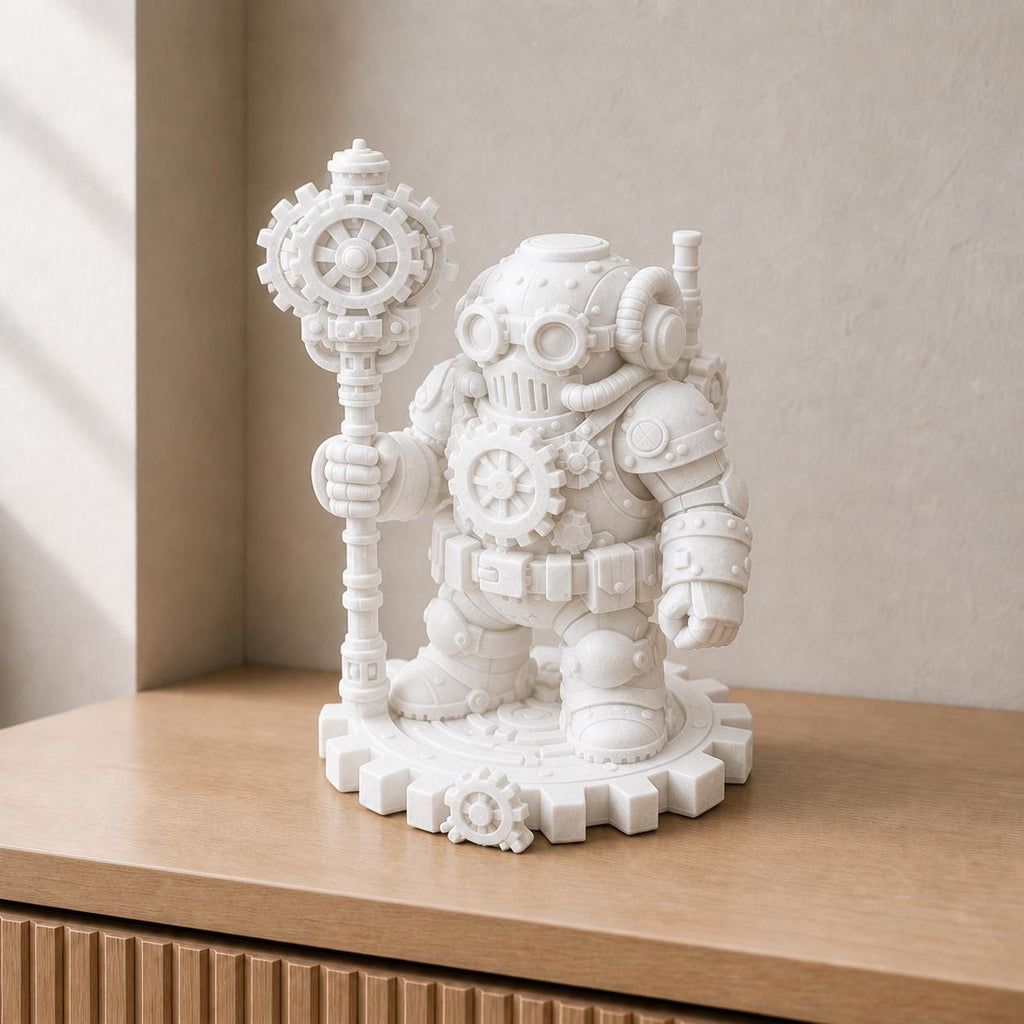 Steampunk-Roboter mit Zahnradstab – Skulptur | handbemalt | Made in Germany FehnFactory
