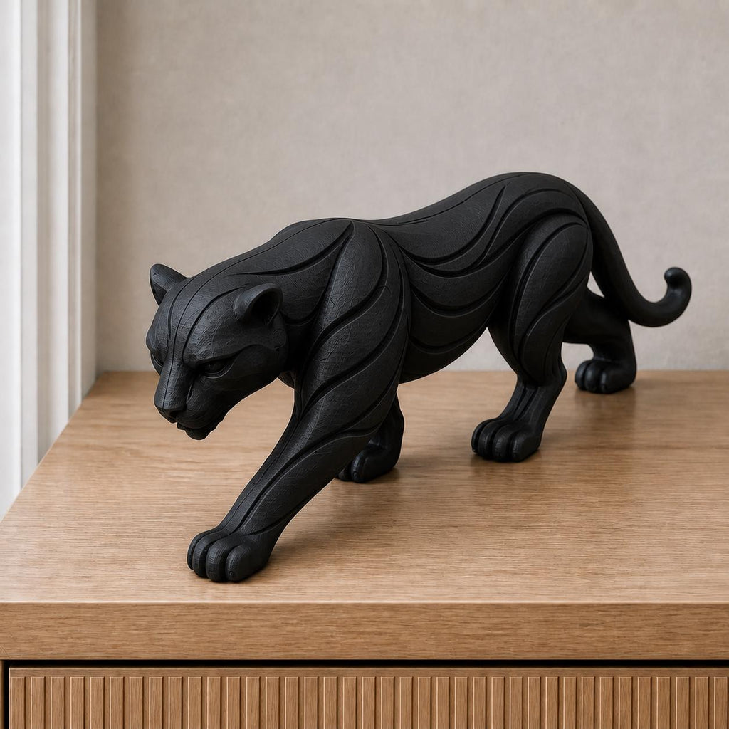 Schreitender Panther – moderne Raubkatzen-Skulptur | handbemalt | Made in Germany FehnFactory