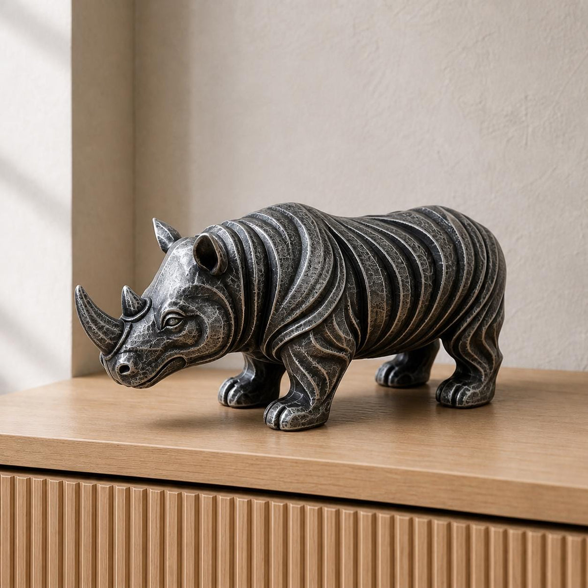 Abstraktes Nashorn – moderne Tier-Skulptur | handbemalt | Made in Germany FehnFactory