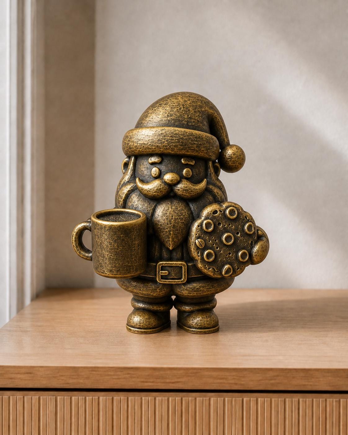 Weihnachtsmann mit Kakao & Keks – Weihnachtsfigur | handbemalt | Made in Germany FehnFactory