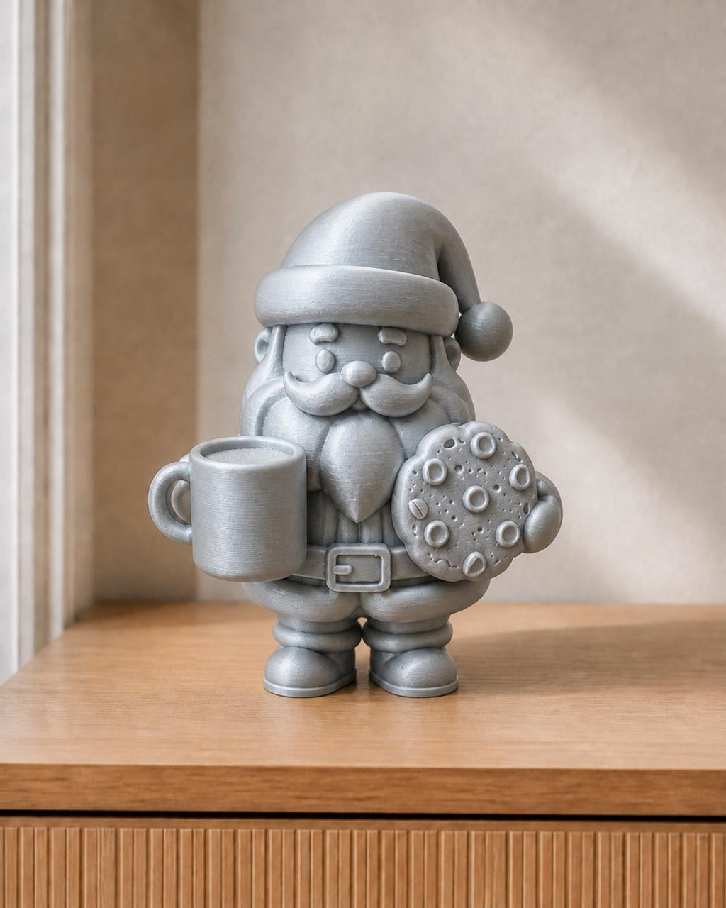 Weihnachtsmann mit Kakao & Keks – Weihnachtsfigur | handbemalt | Made in Germany FehnFactory