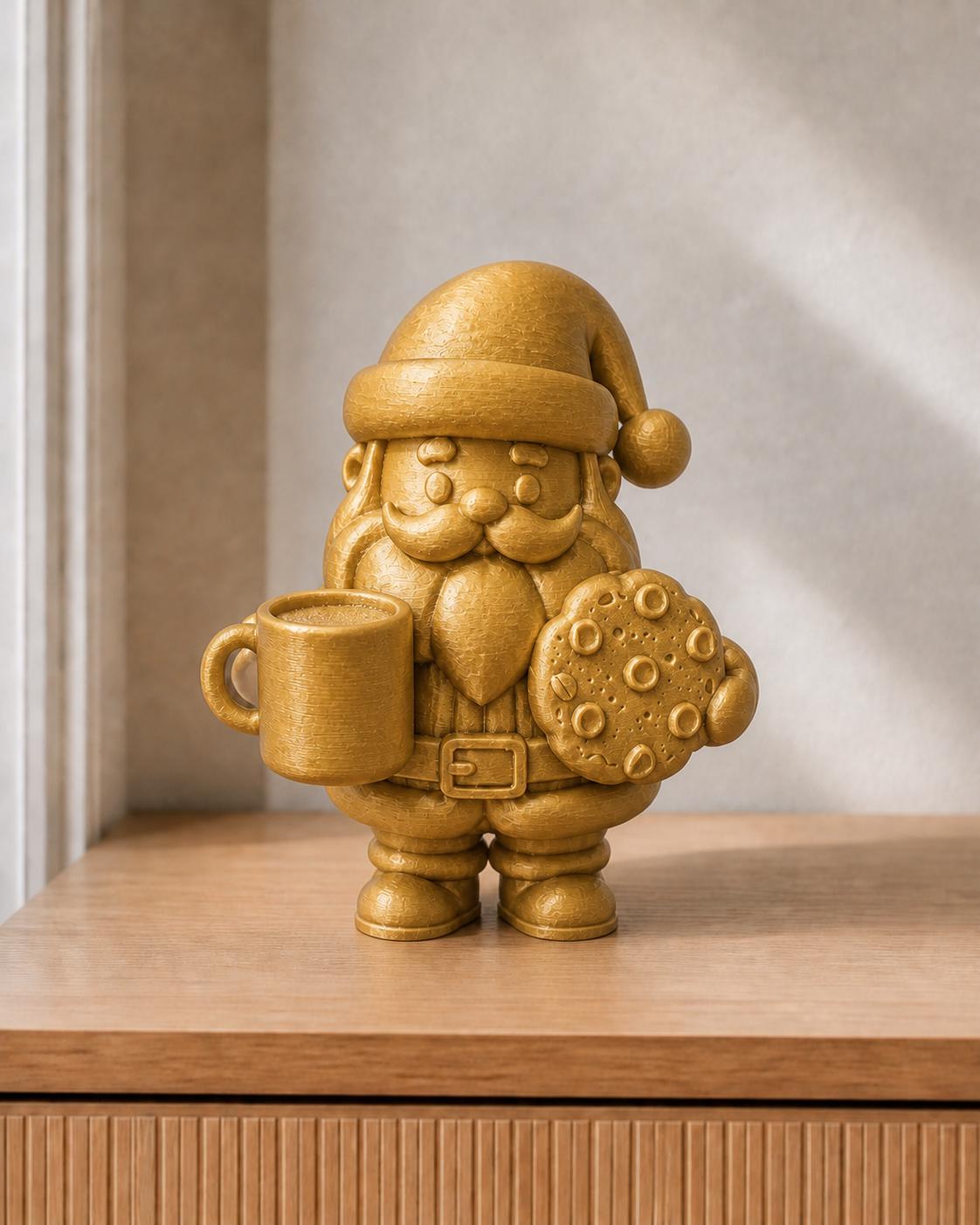Weihnachtsmann mit Kakao & Keks – Weihnachtsfigur | handbemalt | Made in Germany FehnFactory