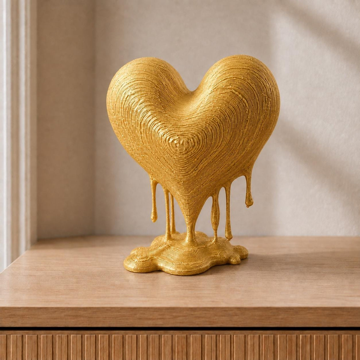 Schmelzendes Herz – moderne Herzskulptur mit Tropfen | handbemalt oder gedruckt | Made in Germany FehnFactory