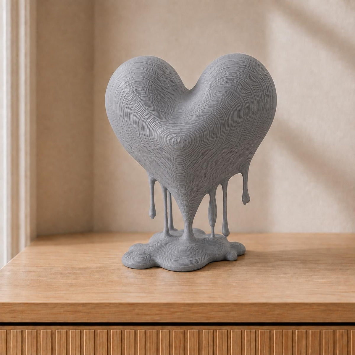 Schmelzendes Herz – moderne Herzskulptur mit Tropfen | handbemalt oder gedruckt | Made in Germany FehnFactory