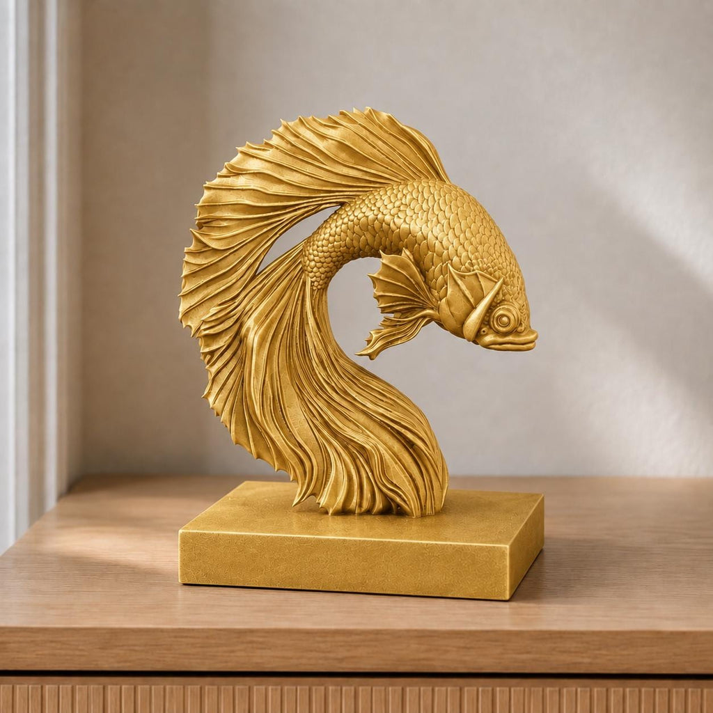 Kampffisch im Flossenbogen – Betta-Fisch-Skulptur | handbemalt oder gedruckt | Made in Germany FehnFactory