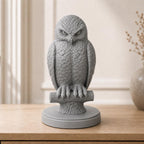 Schneeeule auf Ast – realistische Eulenskulptur | handbemalt oder gedruckt | Made in Germany FehnFactory