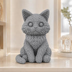 Sitzende Katze in Strickoptik – niedliche Katzenskulptur | handbemalt oder gedruckt | Made in Germany FehnFactory