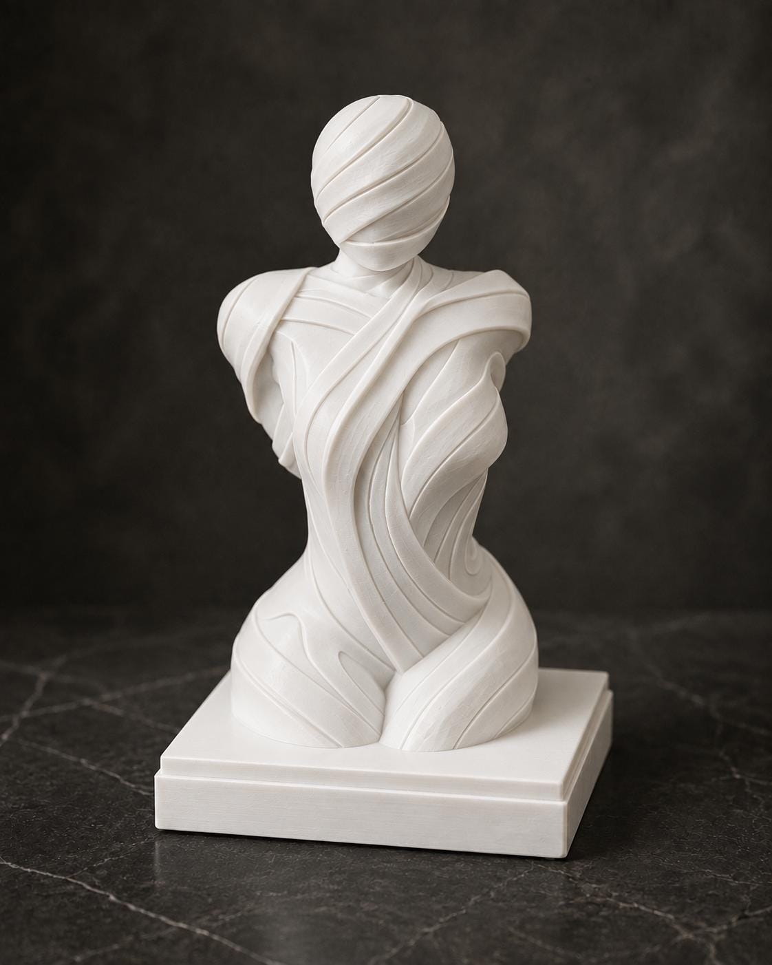 Abstrakte Frauenbüste mit fließenden Linien – moderne Skulptur | handbemalt oder gedruckt | Made in Germany FehnFactory