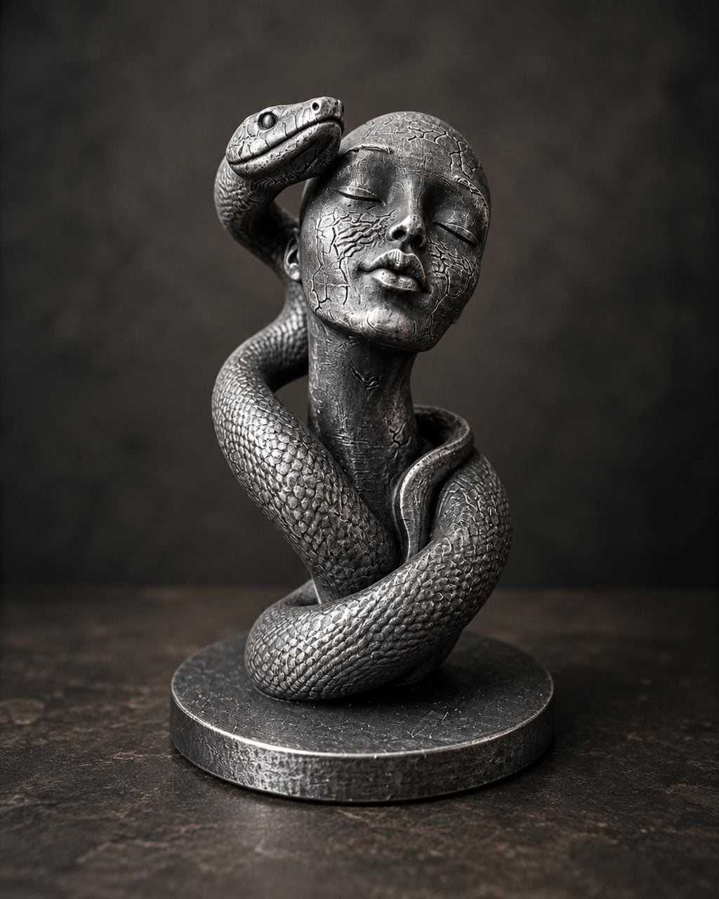 Frauenbüste mit Schlange – mystische Skulptur | handbemalt oder gedruckt | Made in Germany FehnFactory