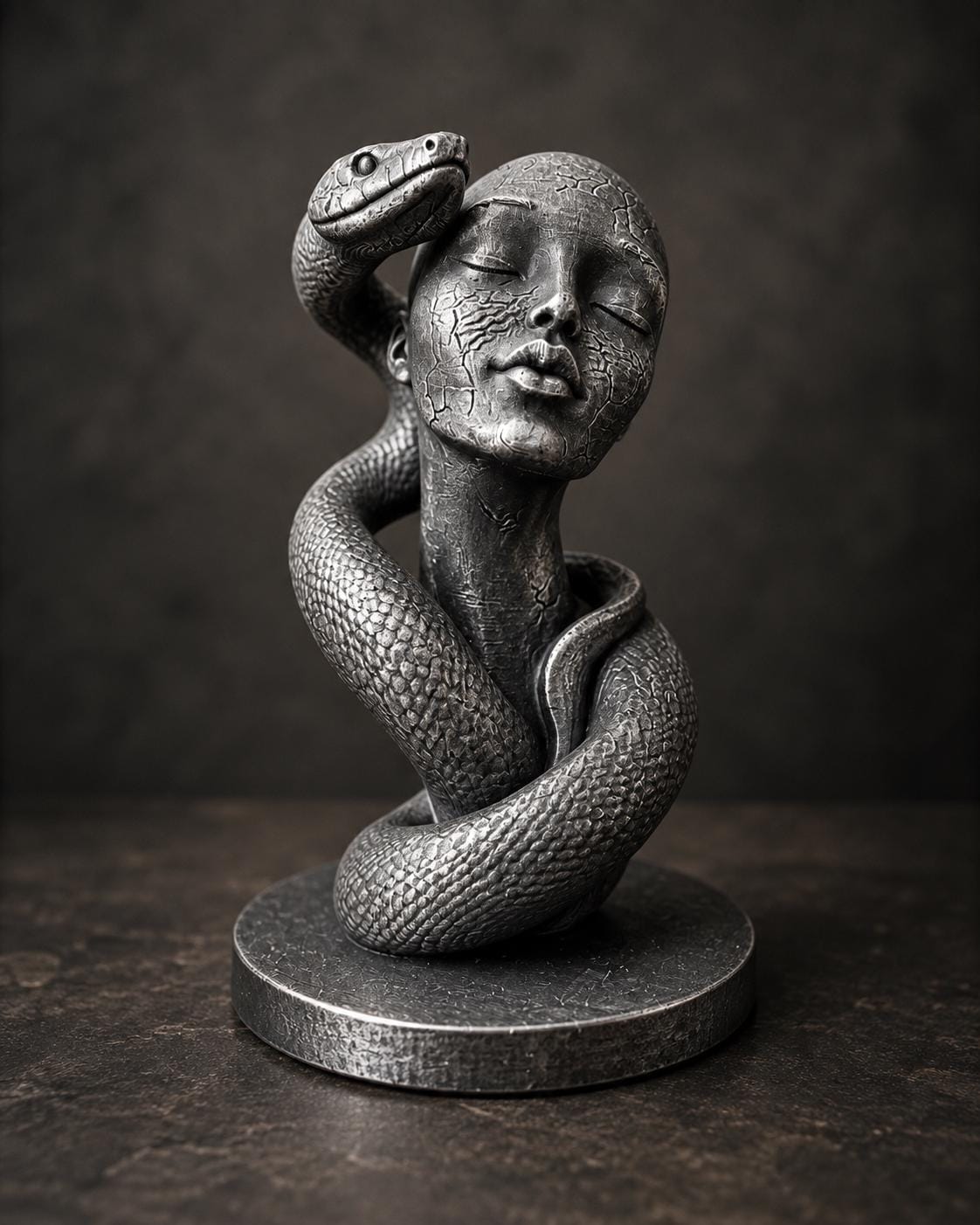 Frauenbüste mit Schlange – mystische Skulptur | handbemalt oder gedruckt | Made in Germany FehnFactory