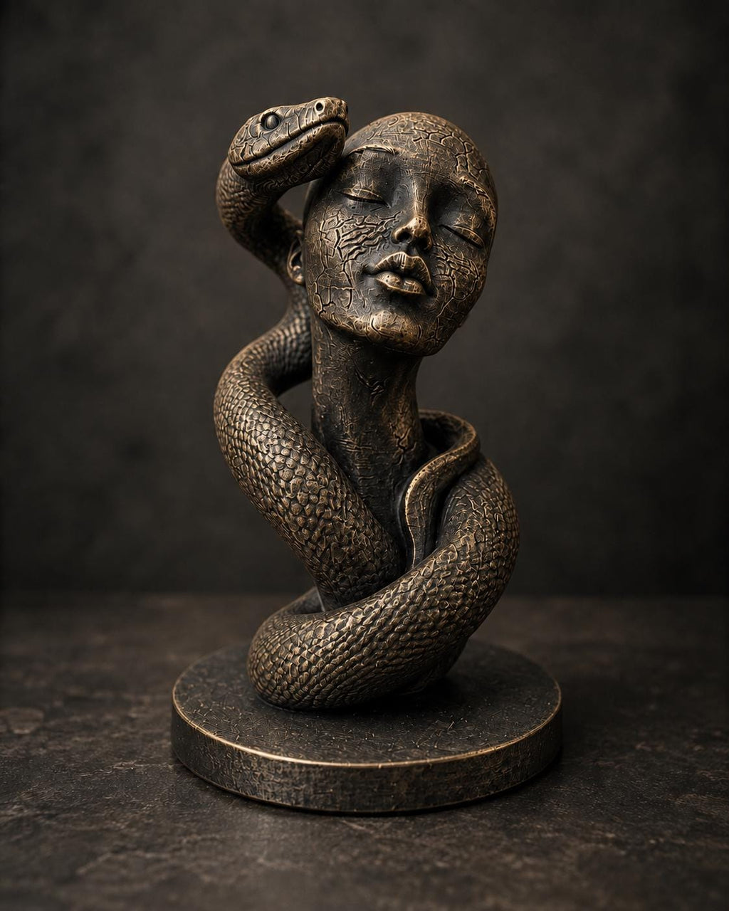 Frauenbüste mit Schlange – mystische Skulptur | handbemalt oder gedruckt | Made in Germany FehnFactory