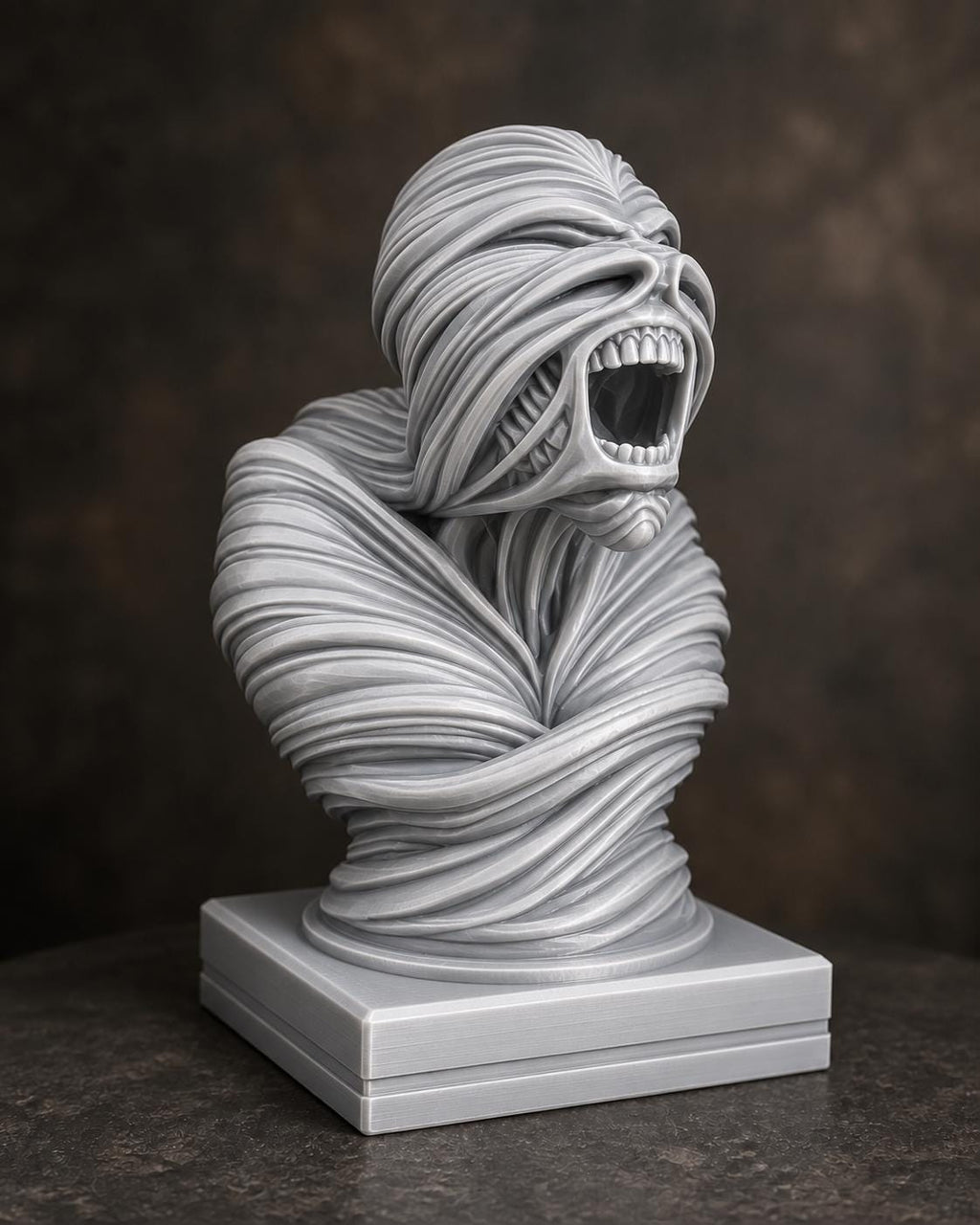 Schreiende Büste mit fließenden Bändern – Horror Skulptur | handbemalt oder gedruckt | Made in Germany FehnFactory