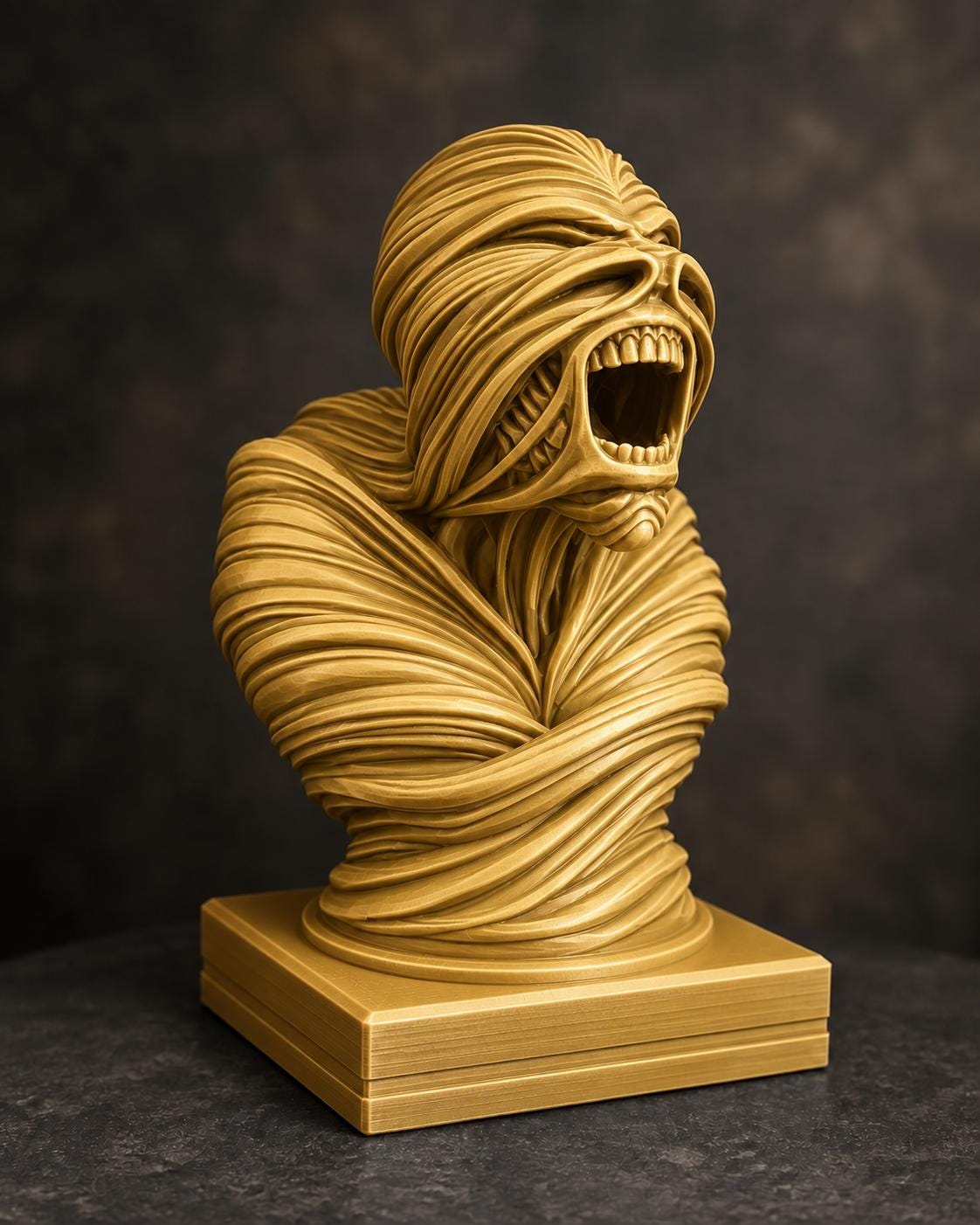 Schreiende Büste mit fließenden Bändern – Horror Skulptur | handbemalt oder gedruckt | Made in Germany FehnFactory