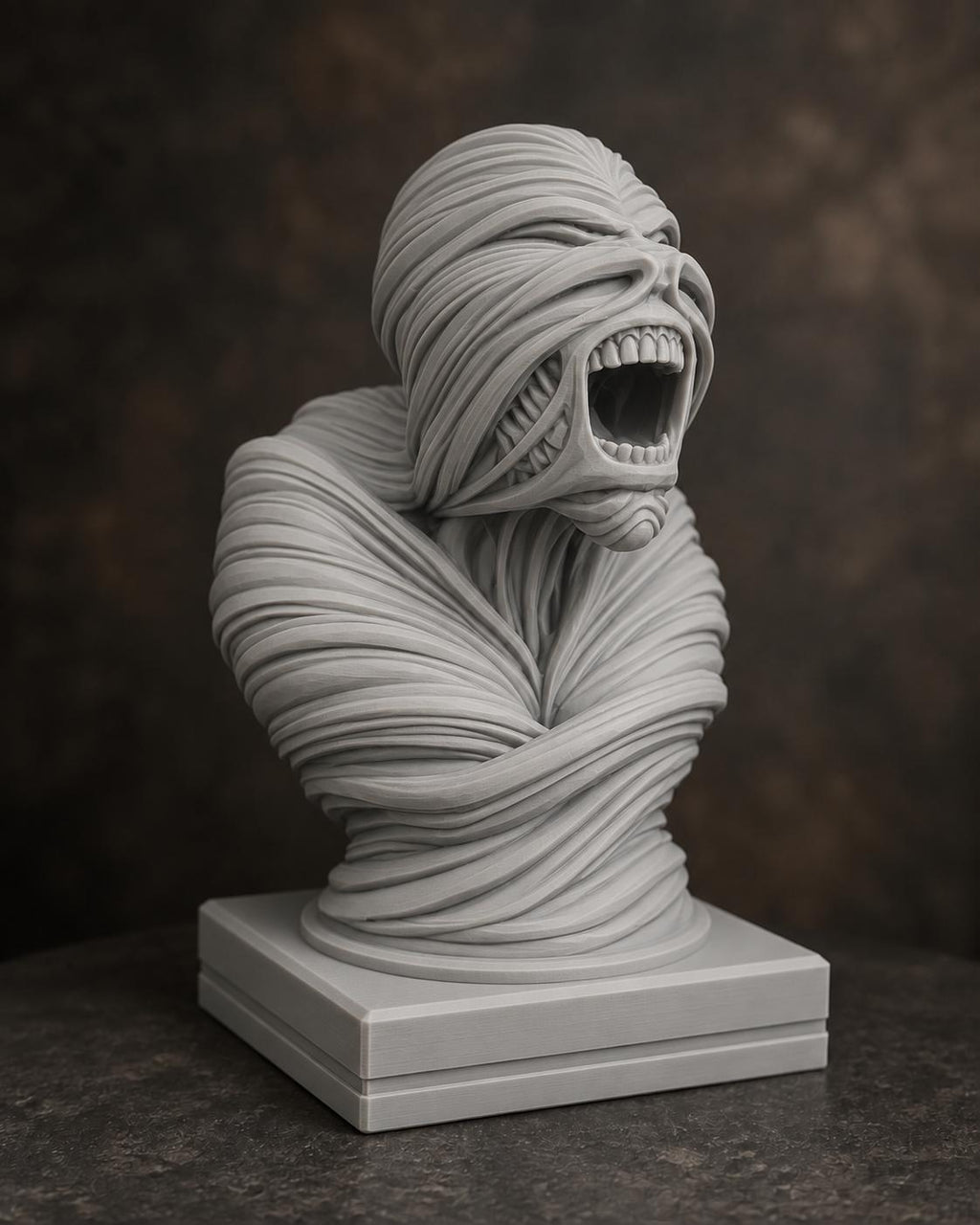 Schreiende Büste mit fließenden Bändern – Horror Skulptur | handbemalt oder gedruckt | Made in Germany FehnFactory